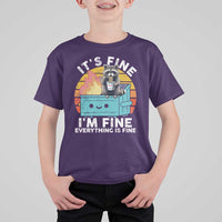Funny Racoon T Shirt For Kid Eating Instant Noodle Cup Dumpster Fire Everything Is Fine Meme - Wonder Print Shop