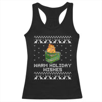 Funny Christmas Racerback Tank Top Warm Holiday Wishes Dumpster Fire Ugly Christmas