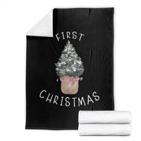 My First Christmas Throw Blanket Baby's First Holiday Xmas Tree Bow - Wonder Print Shop
