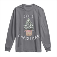 My First Christmas Long Sleeve Shirt Baby's First Holiday Xmas Tree Bow - Wonder Print Shop