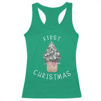 My First Christmas Racerback Tank Top Baby's First Holiday Xmas Tree Bow - Wonder Print Shop