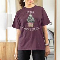 My First Christmas T Shirt For Women Baby's First Holiday Xmas Tree Bow - Wonder Print Shop