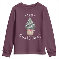 My First Christmas Youth Sweatshirt Baby's First Holiday Xmas Tree Bow - Wonder Print Shop