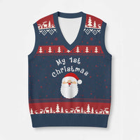 My First Xmas V-Neck Knit Sweater Vest Baby's First Holiday Xmas Santa - Wonder Print Shop