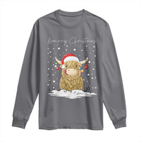Christmas Cow Long Sleeve Shirt Scottish Highland Cow Moo-rry Christmas