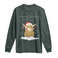 Christmas Cow Long Sleeve Shirt Scottish Highland Cow Moo-rry Christmas