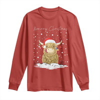 Christmas Cow Long Sleeve Shirt Scottish Highland Cow Moo-rry Christmas