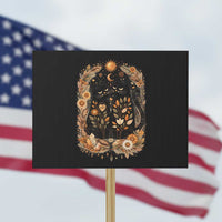 Subtle FDT Protest Sign Vintage Flower Black Cat Social Activist