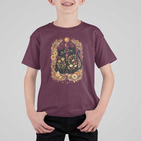 Subtle FDT T Shirt For Kid Vintage Flower Black Cat Social Activist