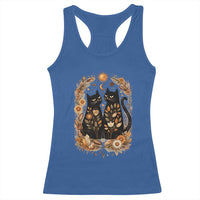 Subtle FDT Racerback Tank Top Vintage Flower Black Cat Social Activist