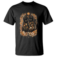 Subtle FDT T Shirt Vintage Flower Black Cat Social Activist