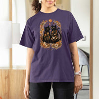 Subtle FDT T Shirt For Women Vintage Flower Black Cat Social Activist