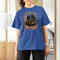 Subtle FDT T Shirt For Women Vintage Flower Black Cat Social Activist