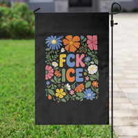 Fck Ice Garden Flag Funny Boho Floral Resist Retro Pro Immigration