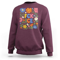 Fck Ice Sweatshirt Funny Boho Floral Resist Retro Pro Immigration