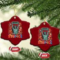 Stop ICE Ceramic Ornament Funny Statue of Liberty Boho Floral Resist Retro