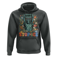 Stop ICE Hoodie Funny Statue of Liberty Boho Floral Resist Retro