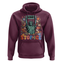 Stop ICE Hoodie Funny Statue of Liberty Boho Floral Resist Retro