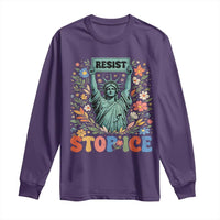 Stop ICE Long Sleeve Shirt Funny Statue of Liberty Boho Floral Resist Retro