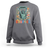 Stop ICE Sweatshirt Funny Statue of Liberty Boho Floral Resist Retro