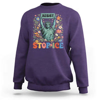 Stop ICE Sweatshirt Funny Statue of Liberty Boho Floral Resist Retro