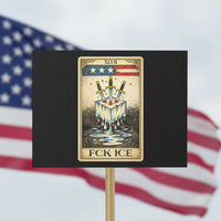 Fck Ice Protest Sign Retro Tarot Card FDT Protest Satirical Graphic