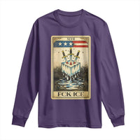 Fck Ice Long Sleeve Shirt Retro Tarot Card FDT Protest Satirical Graphic