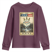 Fck Ice Youth Sweatshirt Retro Tarot Card FDT Protest Satirical Graphic