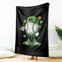 Baseball Drip Icecream Throw Blanket Youth Boy St Patricks Day Shamrock Green