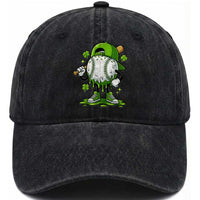 Baseball Drip Icecream Washed Cotton Baseball Cap Youth Boy St Patricks Day Shamrock Green