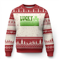 Retro Lucky Ugly Christmas Sweater St Patricks Day Irish Shamrock