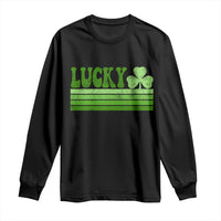 Retro Lucky Long Sleeve Shirt St Patricks Day Irish Shamrock