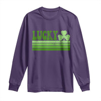 Retro Lucky Long Sleeve Shirt St Patricks Day Irish Shamrock