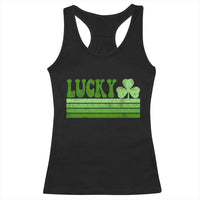 Retro Lucky Racerback Tank Top St Patricks Day Irish Shamrock