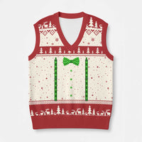 Bow Tie Suspenders St Patricks Day Costume V-Neck Knit Sweater Vest Funny Irish Shamrock Clovers