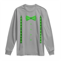 Bow Tie Suspenders St Patricks Day Costume Long Sleeve Shirt Funny Irish Shamrock Clovers