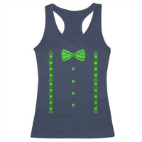 Bow Tie Suspenders St Patricks Day Costume Racerback Tank Top Funny Irish Shamrock Clovers