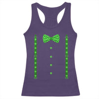 Bow Tie Suspenders St Patricks Day Costume Racerback Tank Top Funny Irish Shamrock Clovers