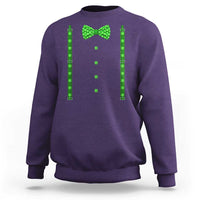 Bow Tie Suspenders St Patricks Day Costume Sweatshirt Funny Irish Shamrock Clovers