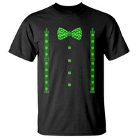 Bow Tie Suspenders St Patricks Day Costume T Shirt Funny Irish Shamrock Clovers