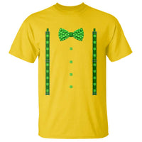 Bow Tie Suspenders St Patricks Day Costume T Shirt Funny Irish Shamrock Clovers