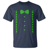 Bow Tie Suspenders St Patricks Day Costume T Shirt Funny Irish Shamrock Clovers