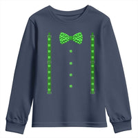 Bow Tie Suspenders St Patricks Day Costume Youth Sweatshirt Funny Irish Shamrock Clovers