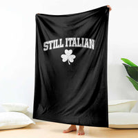 St Patricks Day Italian Throw Blanket Funny Retro Varsity Sporty Style Shamrock