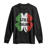 Funny St Patricks Day Italian Long Sleeve Shirt Retro Vintage Shamrock Italy Flag