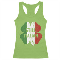 Funny St Patricks Day Italian Racerback Tank Top Retro Vintage Shamrock Italy Flag