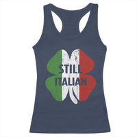 Funny St Patricks Day Italian Racerback Tank Top Retro Vintage Shamrock Italy Flag