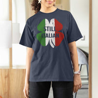 Funny St Patricks Day Italian T Shirt For Women Retro Vintage Shamrock Italy Flag