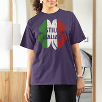 Funny St Patricks Day Italian T Shirt For Women Retro Vintage Shamrock Italy Flag