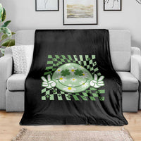 Retro Groovy Shamrock Smile Face St Patricks Day Throw Blanket